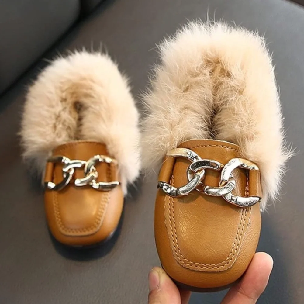 Adorable whisker color authentic rabbit Fur mules with gold chain size 2…
